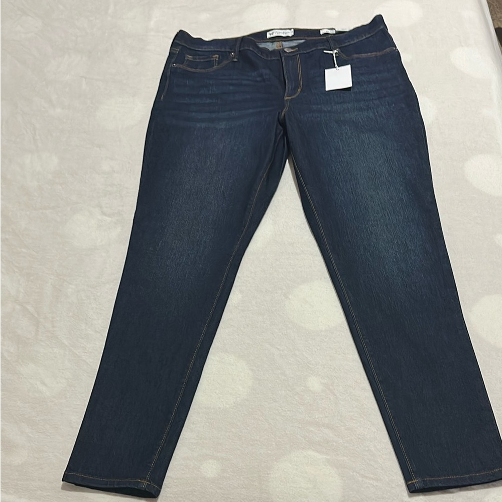 Blue Straight Leg Jeans with Classic Indigo Wash